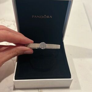 Pandora reflections bracelet silver bracelet. 6.7inch length, worn once.